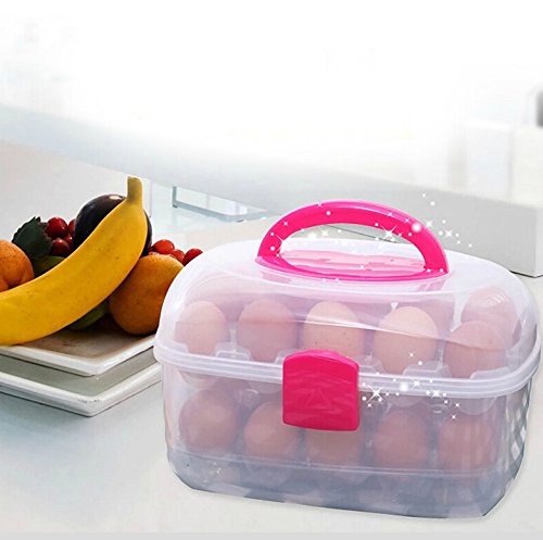 Große Kapazität Doppellagen Eier Box Vorratdosen mit dem Griff für 30 Eier für Packnick und Kühlschrank - 5
