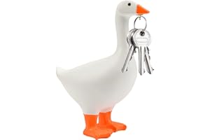 DAMIGHT Gans Magnet Schlüsselhalter, Resin Gans Ente Statue Kreative Kunst Schlüsselhalter, 3D Niedliche Tierfiguren Ornamente für Tür Eingang Deko Küchen Schlafzimmern, Einweihungsgeschenke (Gelb)