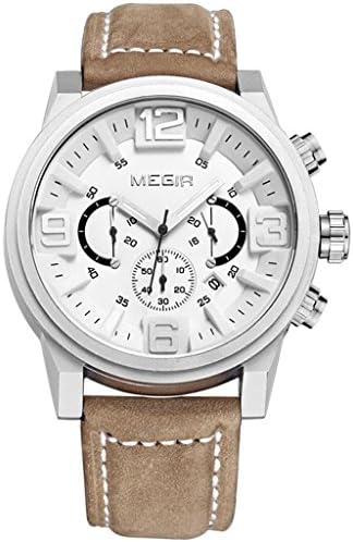 TSJT Watch Multifunction Men Noctilucent Waterproof Alloy Leather Watchband Movement Wristwatch , white