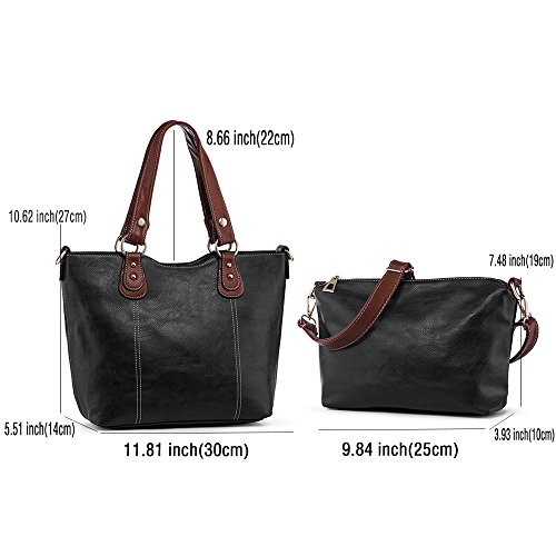 UTAKE Handbags for Women Top Handle Shoulder Bags PU Leather Purse Handbags Meduim Size Black