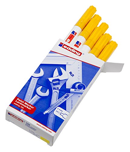 détail Edding E750 Marqueur peinture Pointe moyenne ogive Jaune laqué Lot de 10