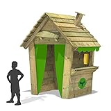 FATMOOSE Casa de juegos PandaPark Pro XXL parque jardín parque infantil de madera con chimenea, ventana y contador