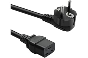 BYDT C19 Stromkabel 3 Meter Schuko CEE7/7 Prise vers IEC 320 C19 PC Cordon Alimentation Pour PDU UPS 22290 Stromkabel 16A, Schuko CEE-7/7 Stecker auf IEC-320-C19 Buchse, Schwarz