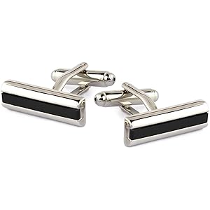 Peluche Rectangle Black Onyx Stone Cufflinks for Men