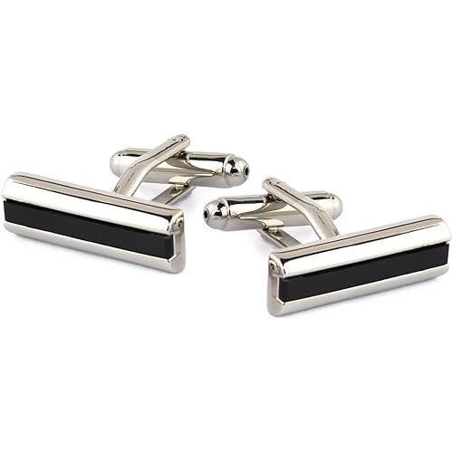 Peluche Rectangle Black Onyx Stone Cufflinks for Men