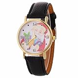 Junjie Dame Uhr Analog Armbanduhr Männer Herren Fitness Frauen Gürtel TischuhrSmartwatch wasserdicht Buckle Wasserdichte Armband Sport Leather Blumen kreative Muster Quarzuhr Lederband Gürtel Tisch