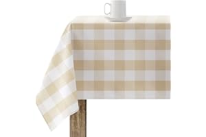 BL BELUM BELUM | Mantel resinado Antimanchas Cuadros 0120-103, Mantel Cuadros Vichy tamaño; 100x140 cm, Mantel Antimanchas NO Hule, Mantel Vichy Vainilla, Mantel Tejido 100% algodón orgánico