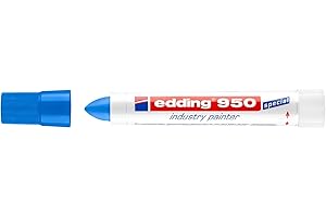 edding 950 Marcatore a Cera, Blu, 10Pz, Punta Tonda 10 mm, Pennarello per Scrivere su Metallo, Rocce, Legno, Superfici Ruvide o Umide, Permanente, Impermeabile