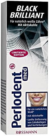 2 x Perlodent Brilliant Black Charcoal toothpaste 75 ml White Teeth Bleaching Whitening