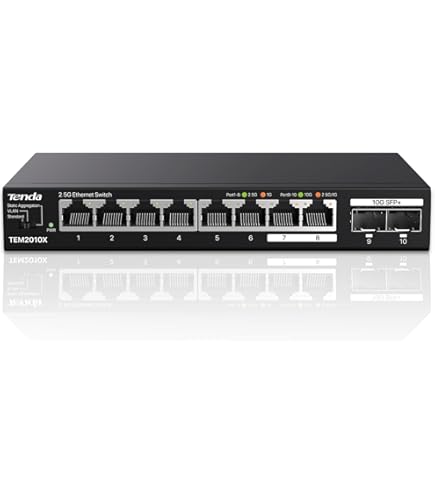 MokerLink 8-poorts 2.5 Gigabit Managed Switch met 10G SFP slot, 8 x 2.5G Base-T-poorten compatibel met 10/100/1000 Mbps, mini-formaat, metalen webbeheerde netwerkswitch zonder ventilator