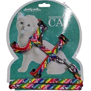 Pooch Box Cat Walking Harness & Leash Set Adjustable Small Puppy Kitten Rabbit Harness (Multicolor)