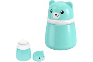 DEARBAG Boîte de Talc Poudre Bébé Portable avec Houpette, Réutilisable Distributeur de Talc Vide pour Voyage, Bocal en Forme d'Ours de Poudre Corporelle pour Enfant et Femme (sans Poudree) (Bleu)