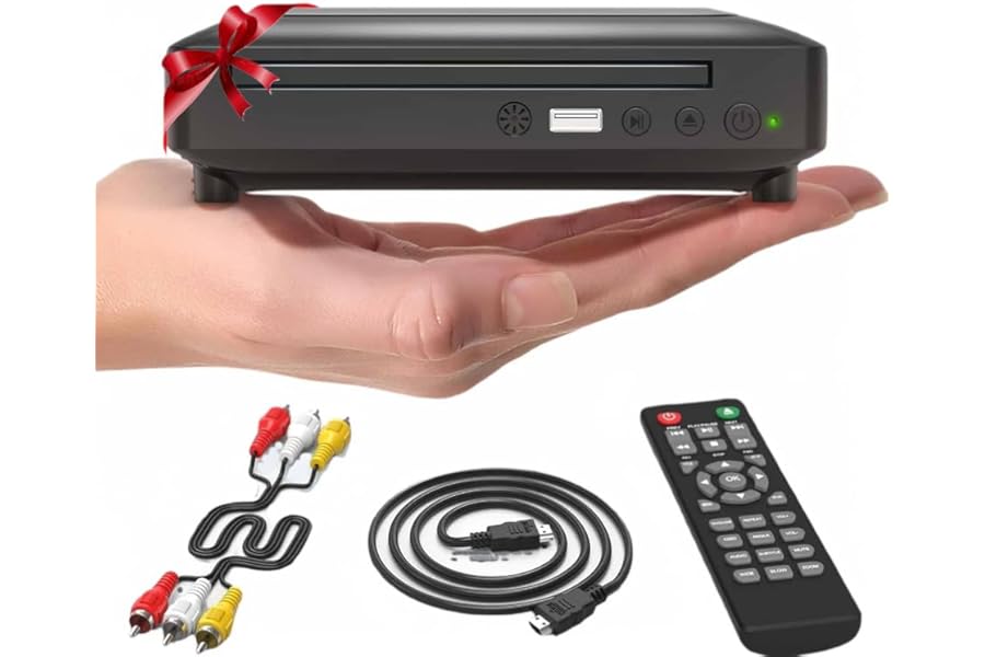 Ceihoit DVD Player HDMI for TV, Mini 1080P HD DVD CD/Disc Player with HDMI/AV Output, Cables Included, USB Input, Supported DVD-VCR Combo Built-in PAL/NTSC System