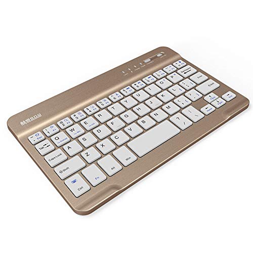 Preisvergleich Produktbild Guanwen Bluetooth Tastatur, ultradünne PortableBluetooth Wireless Tastatur für iPad, iPad Pro, iPhone, Android, Samsung Galaxy Tab, Windows Oberfläche (Farbe : Gold)