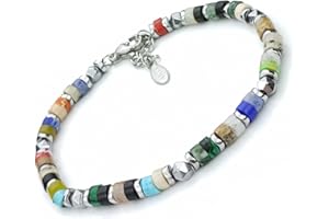 SAGA GIOIELLI® Bracciale Uomo Rondelle Colorate Acciaio