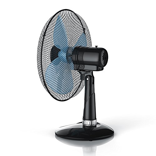 Brandson – Tischventilator 40cm / Windmaschine | Tisch Ventilator mit 3-Leistungsstufen | Leistungsaufnahme 50W | angenehmes Betriebsgeräusch | Neigungswinkel ca. 30° | Oszillation ca. 85° | schwarz - 3