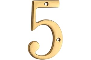 HASWARE 10 cm mosiądz nowoczesny zakrzywiony numer domu polerowane mosiężne wykończenie stylowe numery drzwi oznakowanie tablica uliczna adres domu numery (5, mosiądz)