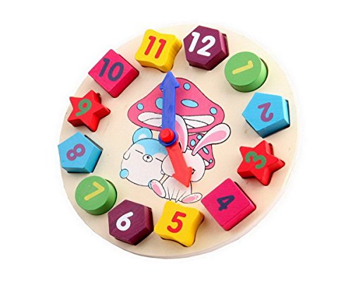 Ahatech Kinder Holz Geometrie Uhr Spielzeug - 4