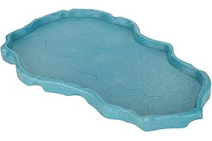 Atyhao Bol d'alimentation pour Reptiles, Plat d'alimentation en Plastique Terrarium Paysage décoration Bassin d'eau Alimentaire pour Tortue lézard caméléon Iguane Grenouilles Serpent(lac Bleu)