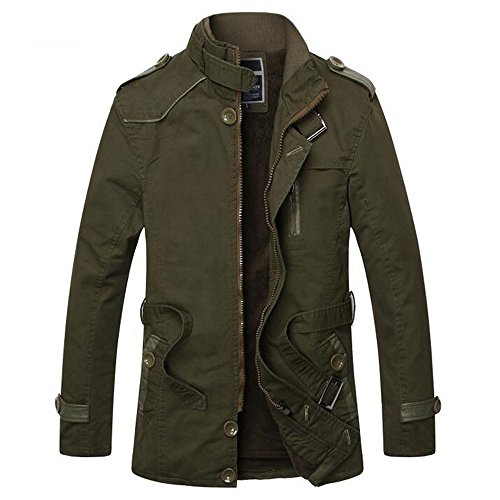 Winmate new men military Wool Slim Fit Jacket Coat Zip driver button casual jacket Aremy Green XXXL Size