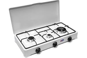 CASELLATO FORNELLO DA TAVOLO PARKER A 3 FUOCHI A GAS GPL PER USO ESTERNO - DOPPIA CORONA DA 3,5 KW 5328GP/C