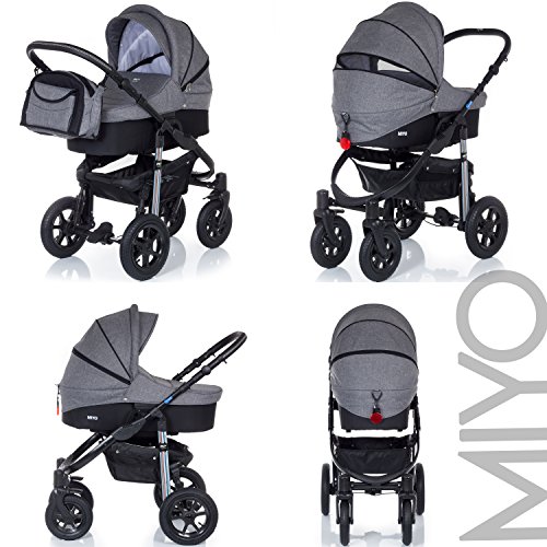 My Junior+® Miyo 3in1 Kombikinderwagen Komplettset bis zum 4.Lebensjahr—3 Years Guarantee—+Autositz (11-Teile-Megaset) Premium Kinderwagen - 2