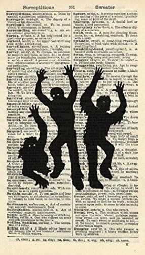 Zombie Art Print - Halloween Art Print - Vintage Art Print - Vintage Dictionary Art Print - Modern Wall Art - Gift - Silhouette Artwork - Spooky Illustration - Wall Hanging - Book Print 644B
