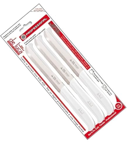 SET 6 COLTELLI LAMA IN ACCIAIO INOX AISI 420 DA BISTECCA QUALITA' PROFESSIONALE DE LUCA - Foto 12