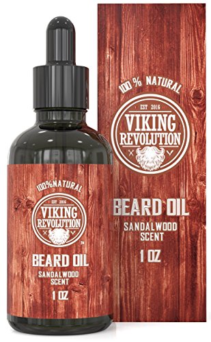 Beard Oil Conditioner Sandalwood Scent - All Natural with Organic Argan & Jojoba Oils - Softens & Strengthens Beards and Mustaches for Men
