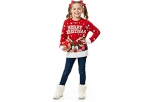 LUXE DIVA Kids Girls Boys Unisex Star Rudolph Novelty Christmas Jumper Sweater Unisex Christmas Xmas Knitted Novelty, Retro, Elf, Football Jumper Sweater Christmas Xmas from Age 3 to 14 Years Old