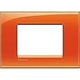 BTicino Living Light LNA4803AC Plate Square 3-Switch, Steel, orange, LNA4803OD