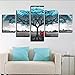 Produktbild Qthxqa Wandkunst Leinwand Bilder Modulare Poster 5 Stücke Abstrakte Blauer Baum Roter Stuhl Landschaft Gemälde Hd Druckrahmen Dekor Moderne Zimmer