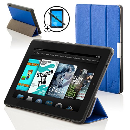 Forefront Cases® Neue Leder Hülle / Tasche / Case / Cover für Amazon Fire HD 6 Tablet (Oktober 2014) - Rundum-Geräteschutz und intelligente Auto-Sleep-Wake-Funktion mit 3-JAHRES-GARANTIE VON Forefront CASES - inkl. Eingabestift und Displayschutz