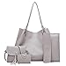 Produktbild Longzjhd Frauen Vier Stellen Sie ein Handtasche Damen Handtasche Mode PU Tasche 4pcs Schultertasche Umhängetasche Handtasche Geldbörse set Leder Tasche Bag Festplatte Bag