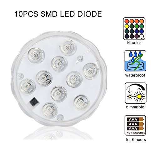 MAVIE Unterwasser Licht mit Fernbedienung, RGB Multi Farbwechsel Wasserdichte LED Leuchten Teichbeleuchtung für Vase Base, Dekoration - 2