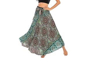 Adigaber Elegante Falda Largo para Mujer de 2 en 1 Falda de Danza del Vientre Vestido Largo Estilo Bohemio para Vacaciones