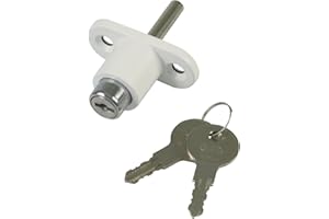 Amig - Blokada bezpieczeństwa do okien przesuwnych Mod.45 | Zamknięcie z 2 kluczami + szelki do montażu | Stal Wykończenie na białym tle | Wymiary: 53 x 23 mm