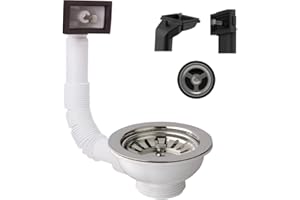 Schläfer 439410 | Piletta Universale per lavelli in Acciaio con troppo pieno rettangolare e tondo, Tipo Basket Foro lavello diam90mm, Uscita 1 1/2", Pilettone Standard in Inox con Vite e Cestello.