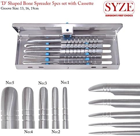 Tatum "D" Shape 5 Pcs Bone Spreaders Set With Cassette, Bone Placement Implant Kit Top Quality