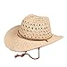 Produktbild unisex gewebt cowboy fedora baumwolle panama hut mit kinnriemen sonnenschutz breite krempe verstellbar faltbar atmungsaktiv mode - beige