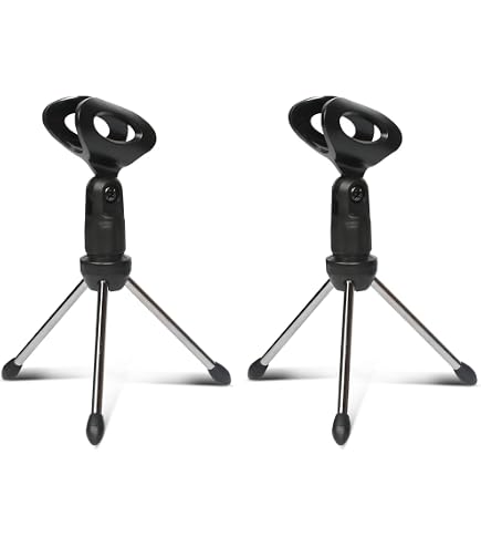 Depusheng 2 Stück Schreibtisch-Mikrofonständer – Verstellbar, Mit Mikrofonclip & Adapter