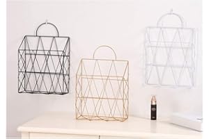 FülleMore Zeitungshalter Magazinhalter aus Metall Wand Tür hängend Zeitungsständer Zeitschriftenständer Tisch Bücherregal für Badezimmer Küche Büro(37.5x25x10cm) (Weiß)