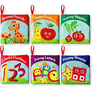 Cloth Books for Babies (Set of 6) - Premium Quality Soft Books for Toddlers. Only New Materials. Safe and Fully Certified. Infant Books for Early Children Development. Wonderful Gift for Baby Shower