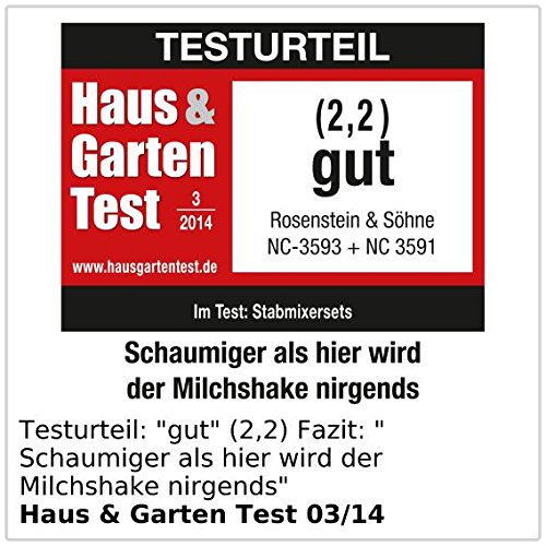 Rosenstein & Söhne Hochwertiger Edelstahl-Stabmixer mit Becher, 450 W - 6