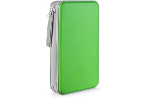 LIOVODE DVD-Tasche,96 Kapazität CD-Hülle Halter Lagerung Veranstalter Hartplastik Schutz Disc-Geldbörse für Auto (96 Kapazität, Grün 96)