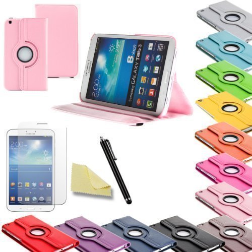 3in1 SET Tab3 8.0 360° Schutzhülle + Folie + Pen Samsung Galaxy Tab 3 8.0 SM-T310 T311 T315 Tasche Etui (Rosa)