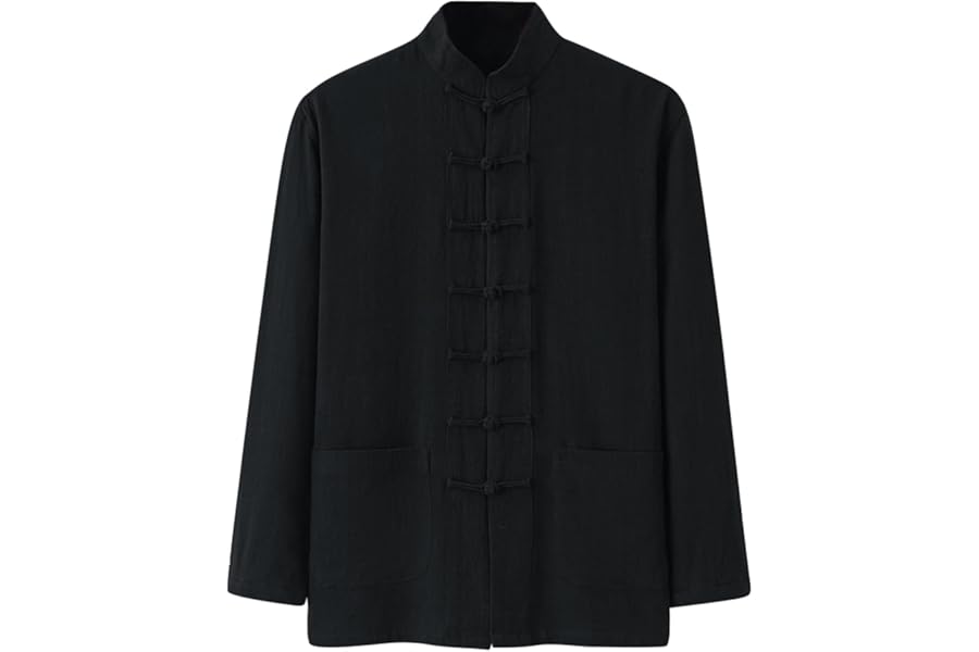 Men's Long Sleeve Tang Suit Kung Fu Jacket Chinese Style Shirt for Seniors Beginners Men Women Arthriti Tang Suit Uniform, Button Up, Stand Collar