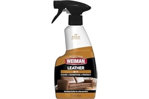 Weiman Leather Cleaner and Conditioner for Furniture - Cleans Conditions and Restores Leather Surfaces - UV Protectants Help Prevent Cracking or Fading of Car Seats, Shoes, Purses, 12 oz (355ml)