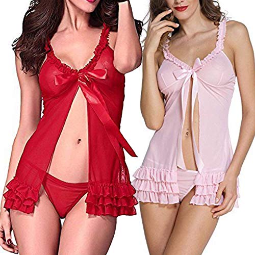 Temfen Combo Pack of 2 Women Nightwear Babydoll Dress with G-String Panty | Girls Nighty Free Size RS.550 (79.00% Off) - Amazon Temfen Combo Pack of 2 Women Nightwear Babydoll Dress with G-String Panty | Girls Nighty Free Size RS.550 (79.00% Off) - Amazon
