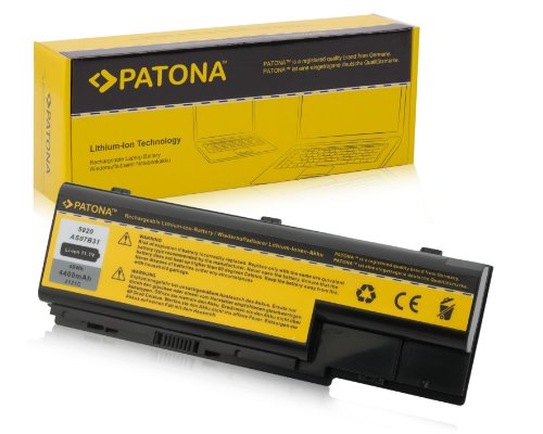 PATONA Laptop Akku für Acer Aspire 5310 | 5520 | 5710Z | 5720 | 5920 | 5920G | 6920 | 6920G | 7520 | 7720G | 8920 | 8920G | 8930 | 8930G und weitere... - [ Li-ion; 4400mAh; schwarz ]